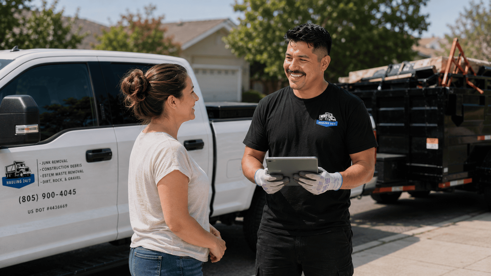 Junk Removal Expert with Client